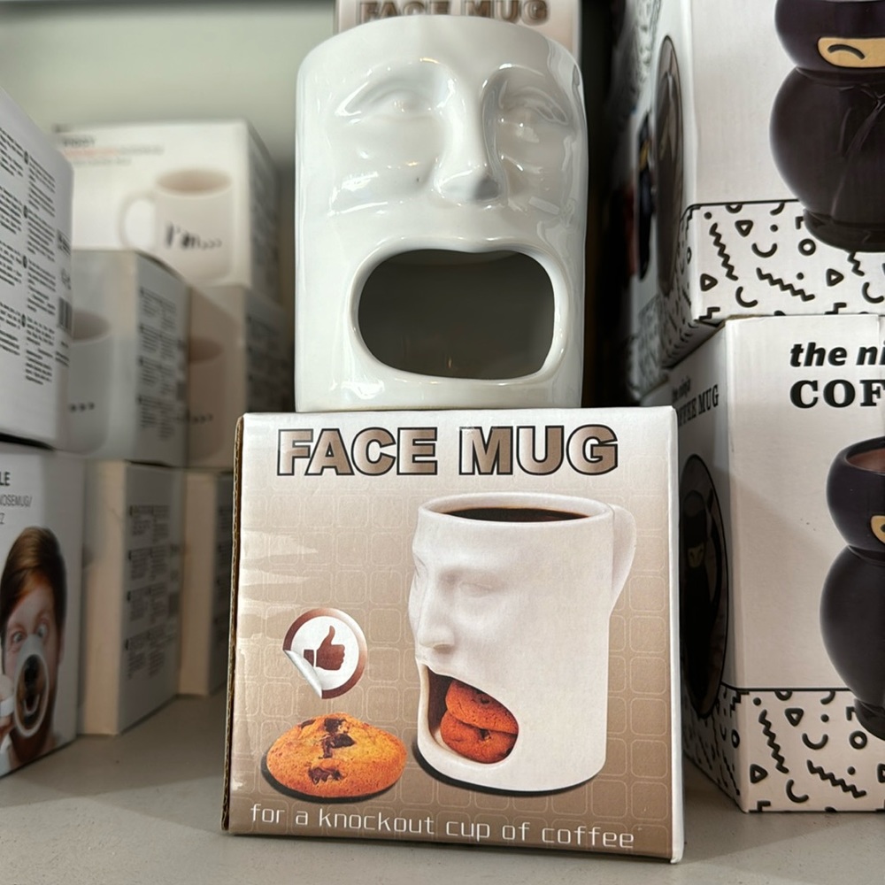 NWT Cookies & Milk White Mug w/Face and Open Mouth